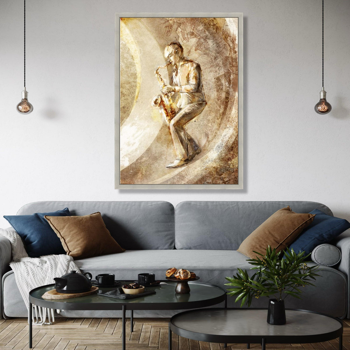 Jazz Saxophone Player Canvas Wall Art, Vintage Music Illustration, Musician Art Print, Retro Music Decor, Gift Art, Home Decor, Print