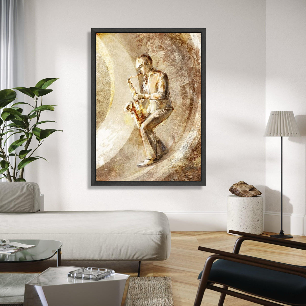 Jazz Saxophone Player Canvas Wall Art, Vintage Music Illustration, Musician Art Print, Retro Music Decor, Gift Art, Home Decor, Print