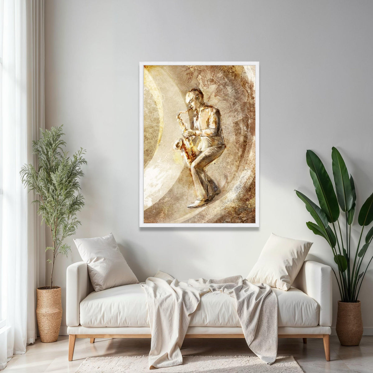 Jazz Saxophone Player Canvas Wall Art, Vintage Music Illustration, Musician Art Print, Retro Music Decor, Gift Art, Home Decor, Print