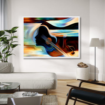Abstract Music Silhouette Canvas, Guitar Art Wall Decor, Modern Musical Note Painting, Colorful Instrument Gift Art, Home Decor, Print