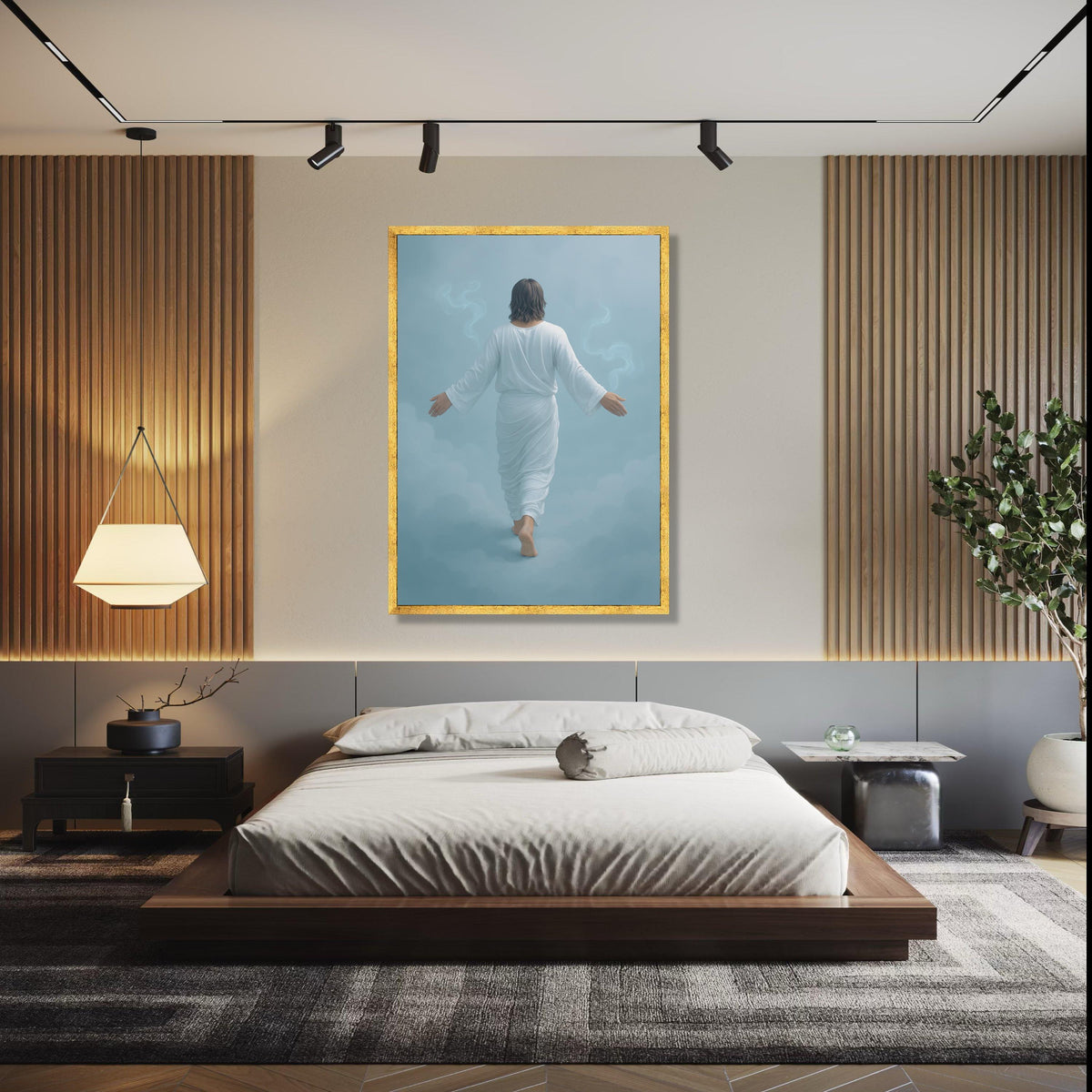 Jesus Walking on Clouds Canvas Wall Art, Religious Spiritual Decor, Christian Faith Artwork, Heavenly Gift Art, Home Decor, Print