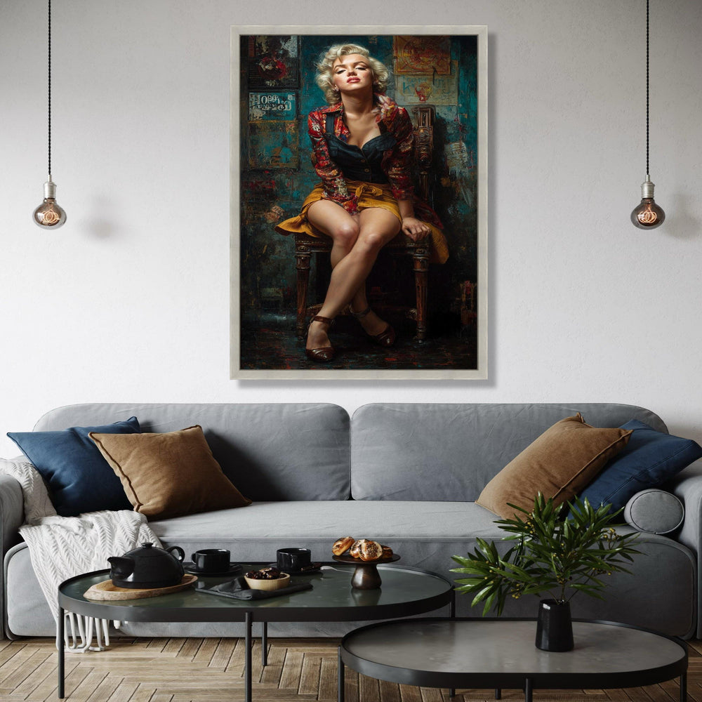 Glamorous Retro Woman Portrait, Monroe Style Canvas, Vintage Fashion Wall Art, Classic Pin-Up Girl Canvas, Gift Art, Home Decor, Print