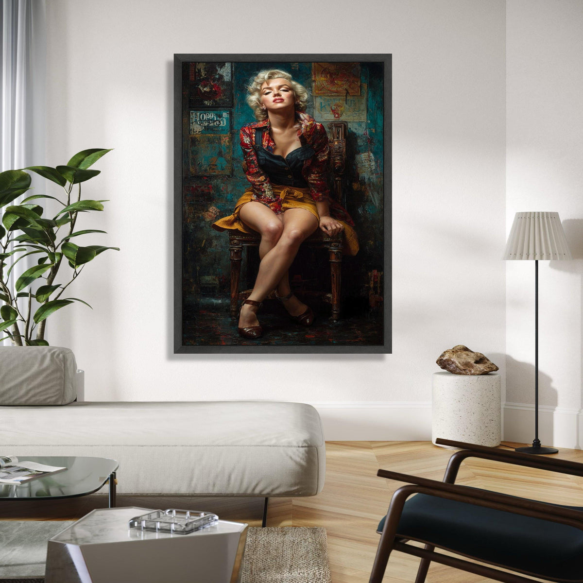 Glamorous Retro Woman Portrait, Monroe Style Canvas, Vintage Fashion Wall Art, Classic Pin-Up Girl Canvas, Gift Art, Home Decor, Print