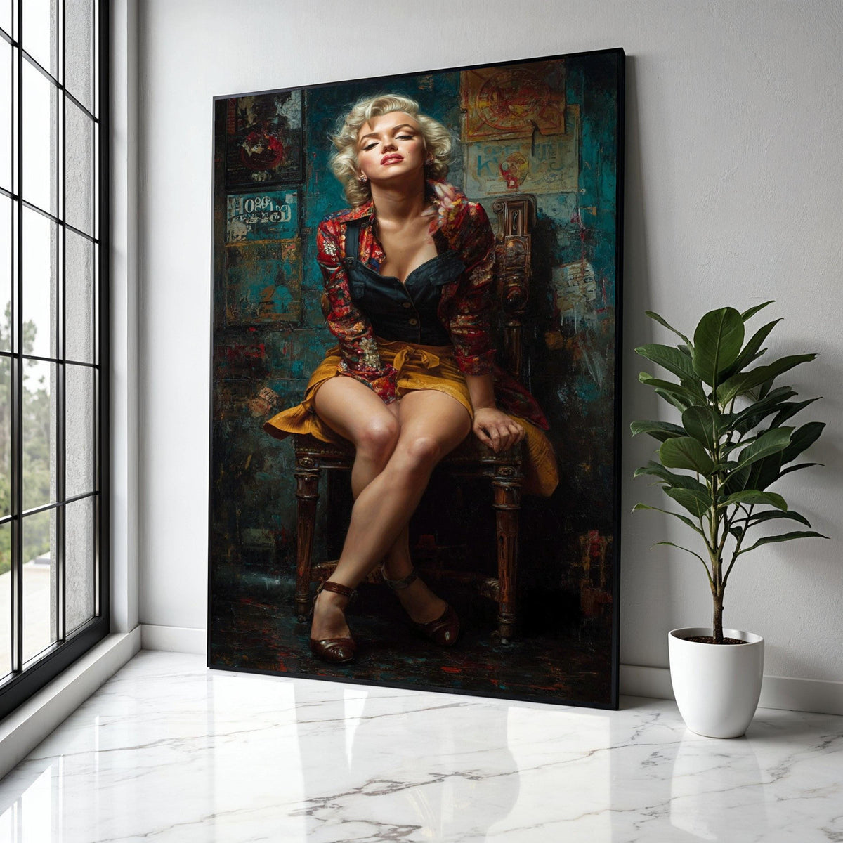 Glamorous Retro Woman Portrait, Monroe Style Canvas, Vintage Fashion Wall Art, Classic Pin-Up Girl Canvas, Gift Art, Home Decor, Print
