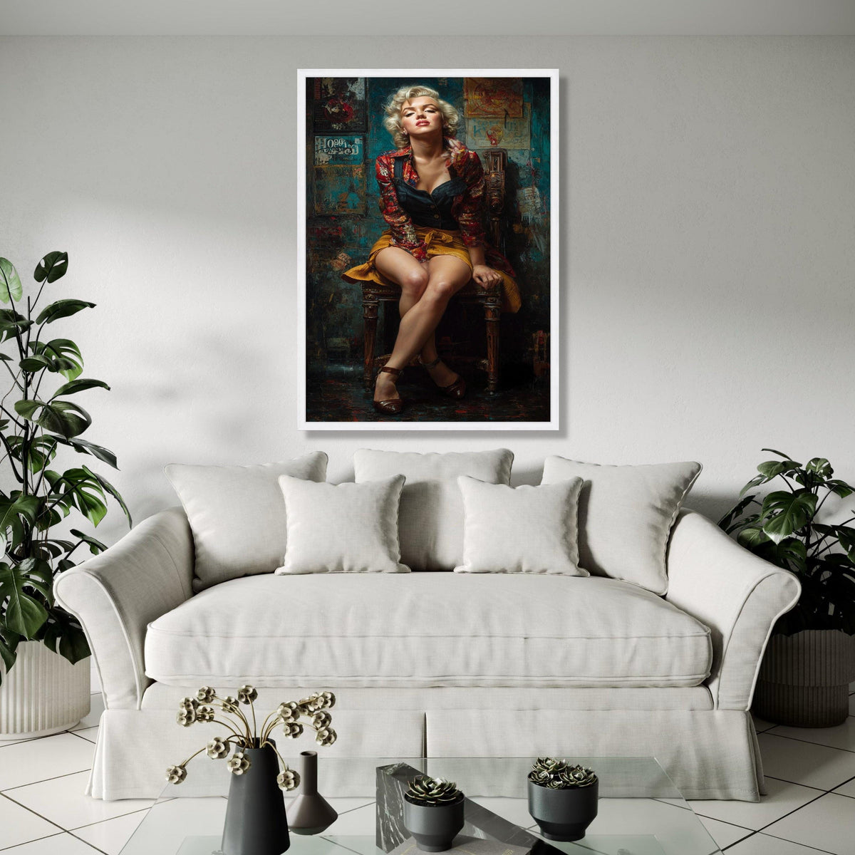 Glamorous Retro Woman Portrait, Monroe Style Canvas, Vintage Fashion Wall Art, Classic Pin-Up Girl Canvas, Gift Art, Home Decor, Print