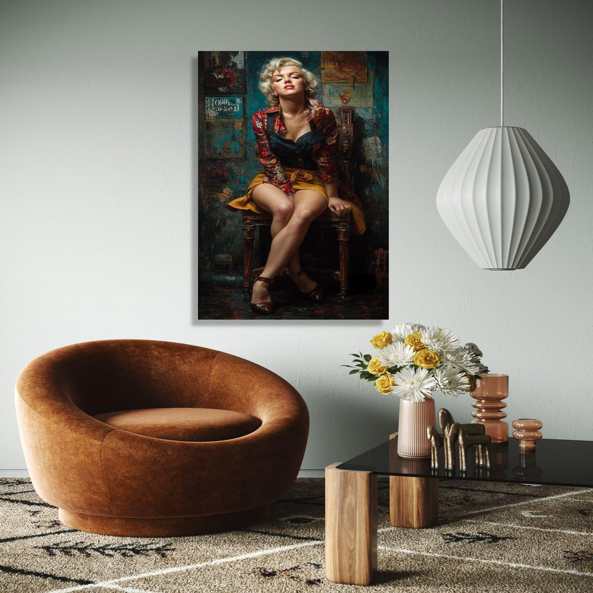 Glamorous Retro Woman Portrait, Monroe Style Canvas, Vintage Fashion Wall Art, Classic Pin-Up Girl Canvas, Gift Art, Home Decor, Print