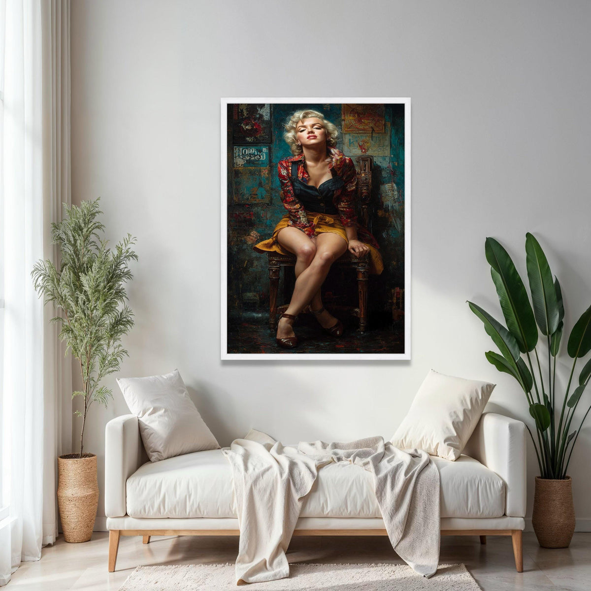 Glamorous Retro Woman Portrait, Monroe Style Canvas, Vintage Fashion Wall Art, Classic Pin-Up Girl Canvas, Gift Art, Home Decor, Print
