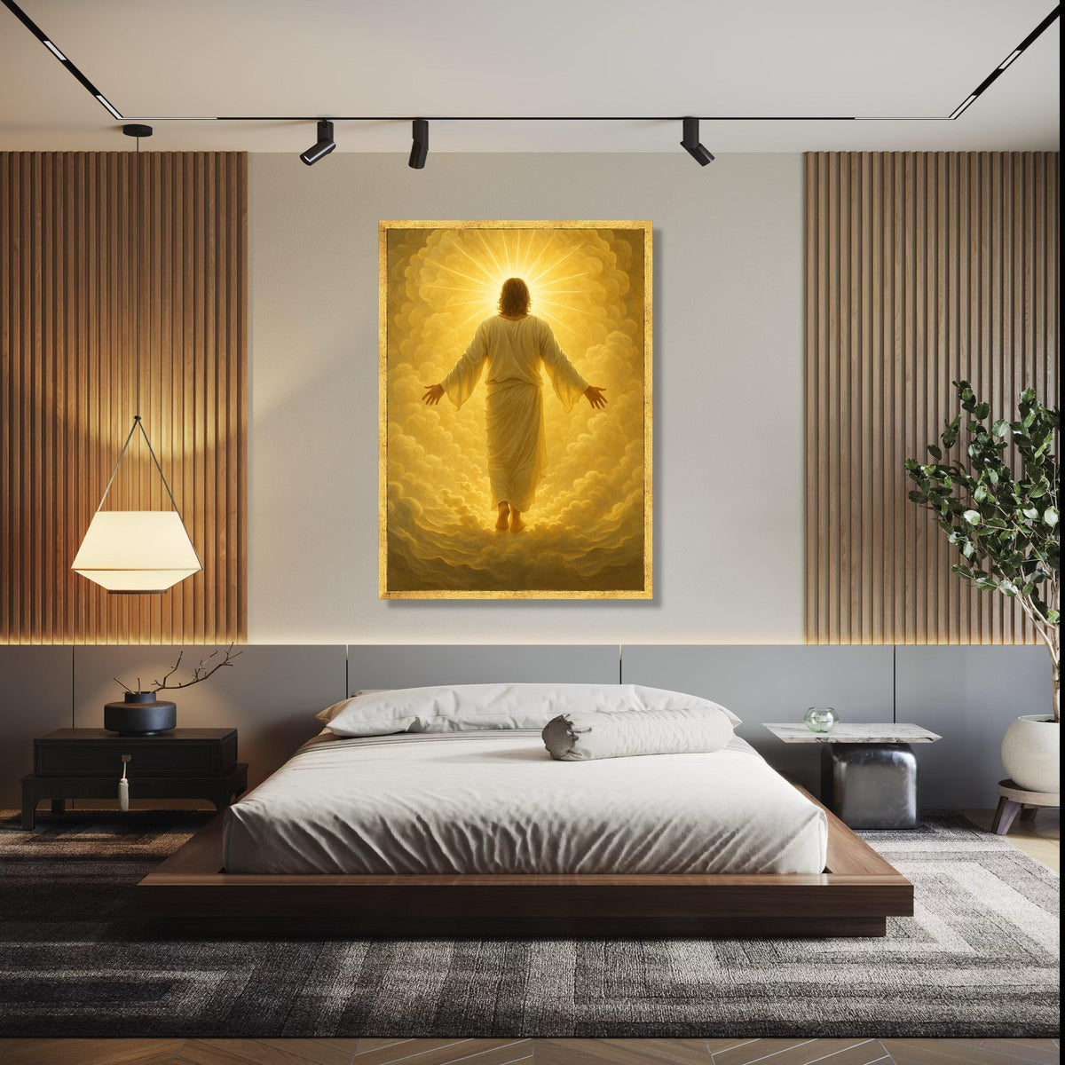 Radiant Divine Light, Spiritual Jesus Canvas Wall Art, Glowing Heavenly Clouds, Inspirational Christian Home Gift Art, Home Decor, Print