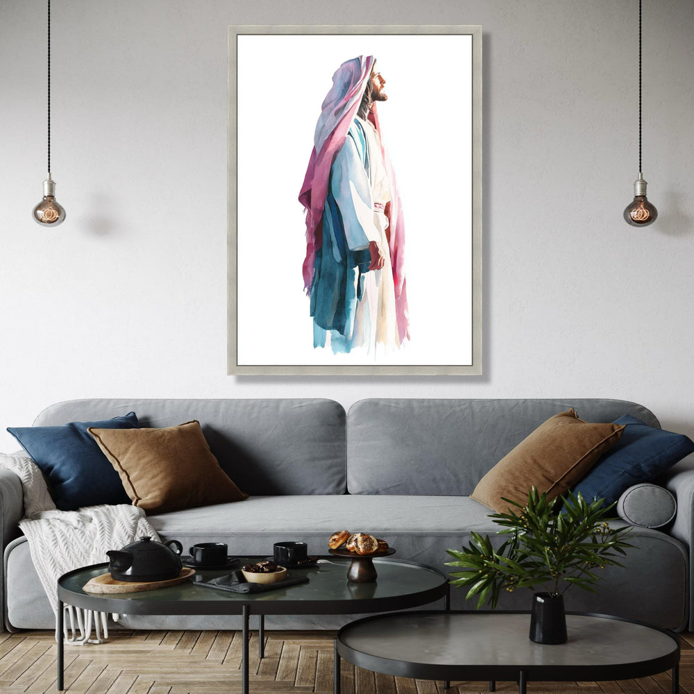Peaceful Jesus Portrait, Watercolor Religious Canvas Art, Christian Home Decor, Inspirational Wall Hanging, Gift Art, Home Decor, Print