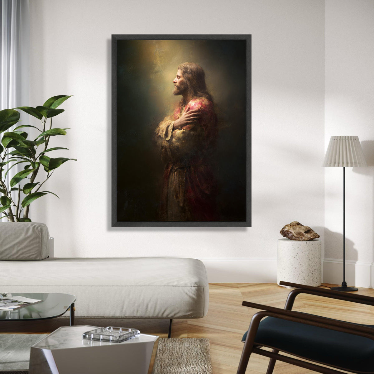 Serene Jesus Portrait Canvas, Religious Wall Art, Faith Inspired Decor, Spiritual Christian Canvas, Prayerful Gift Art, Home Decor, Print