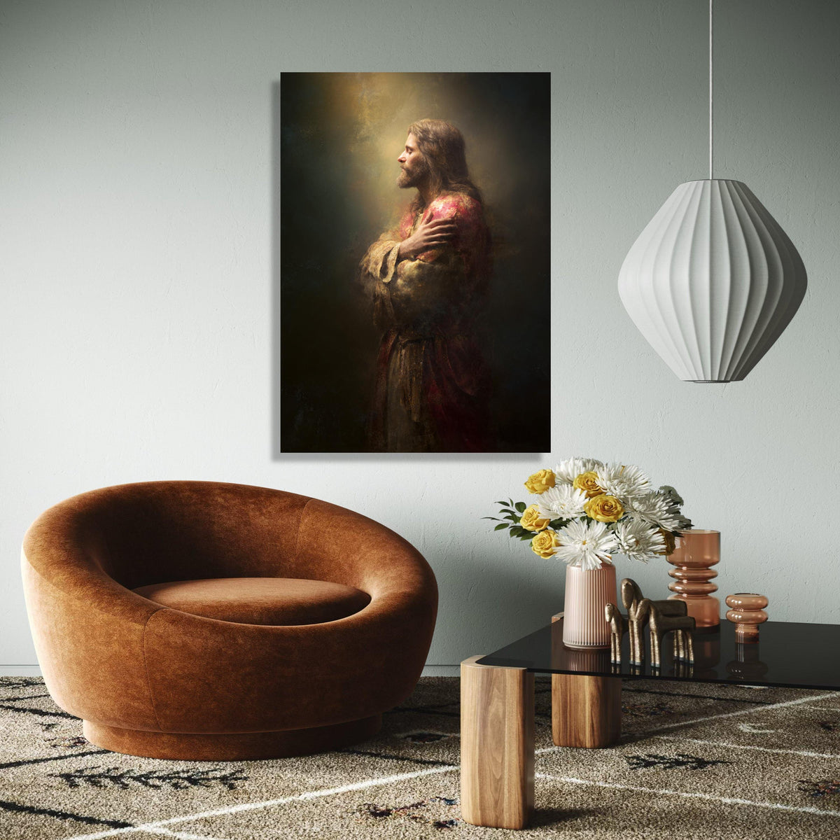 Serene Jesus Portrait Canvas, Religious Wall Art, Faith Inspired Decor, Spiritual Christian Canvas, Prayerful Gift Art, Home Decor, Print