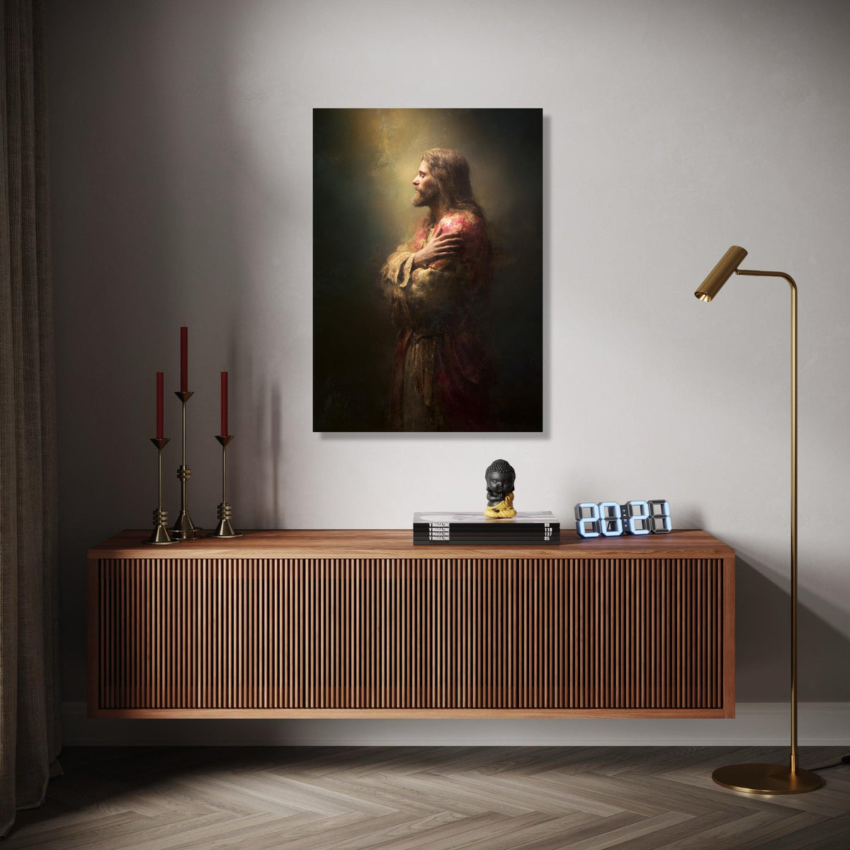 Serene Jesus Portrait Canvas, Religious Wall Art, Faith Inspired Decor, Spiritual Christian Canvas, Prayerful Gift Art, Home Decor, Print