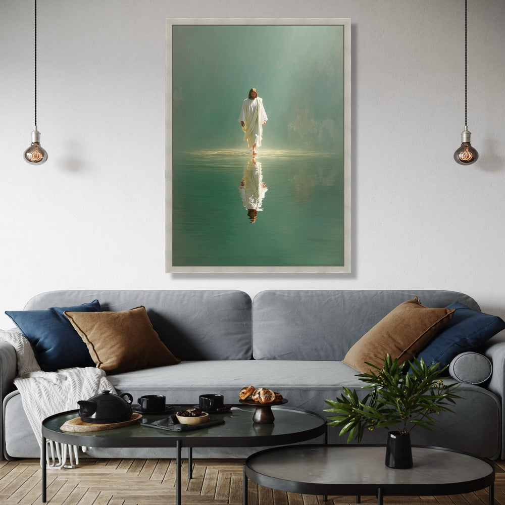 Jesus Walking on Water Canvas Wall Art, Spiritual Christian Decor, Inspirational Bible Verse Canvas, Faith and Gift Art, Home Decor, Print