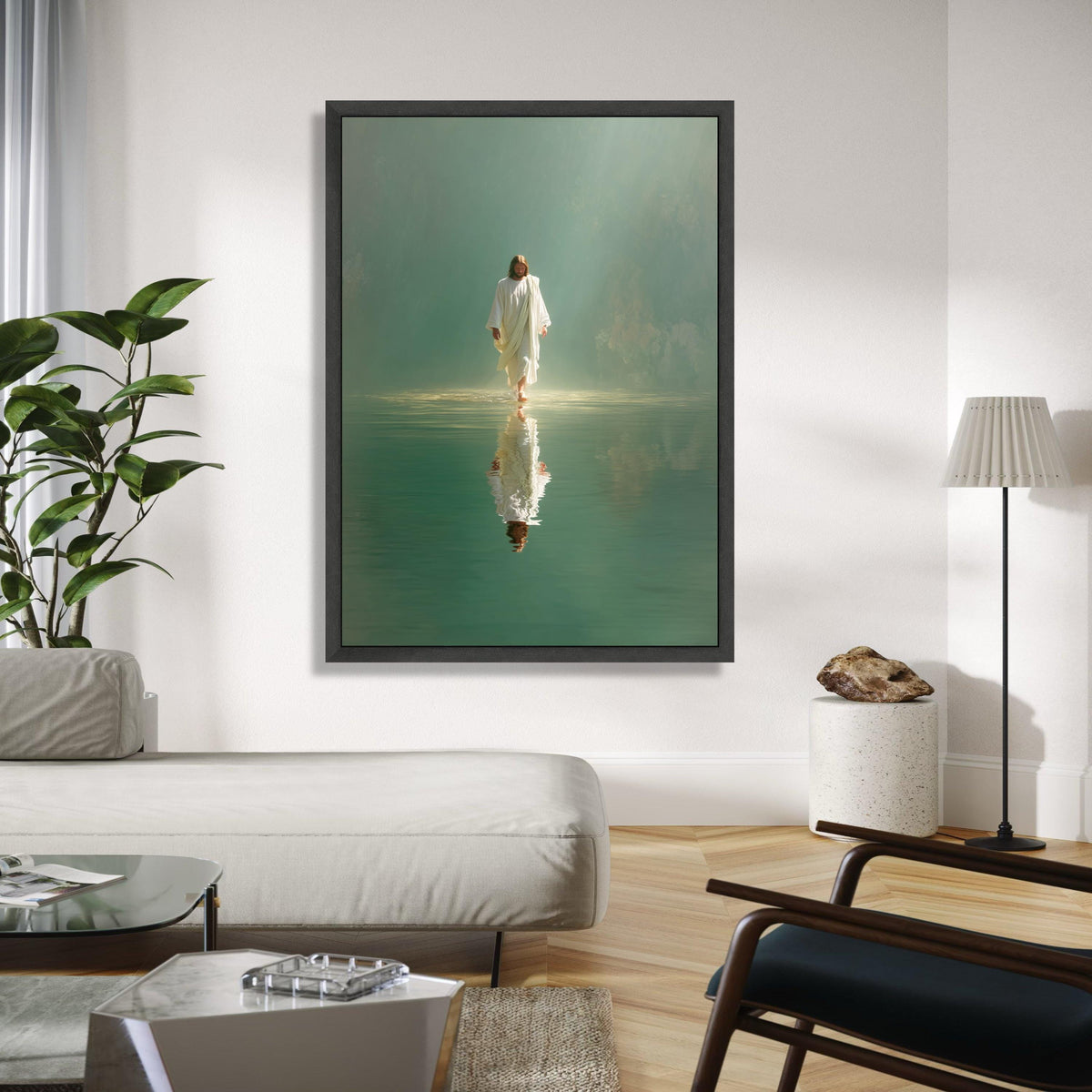 Jesus Walking on Water Canvas Wall Art, Spiritual Christian Decor, Inspirational Bible Verse Canvas, Faith and Gift Art, Home Decor, Print
