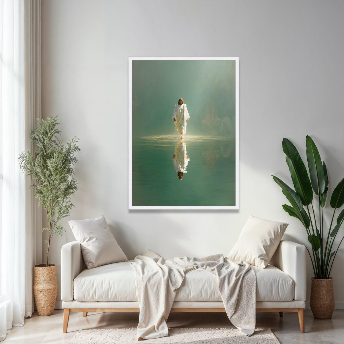 Jesus Walking on Water Canvas Wall Art, Spiritual Christian Decor, Inspirational Bible Verse Canvas, Faith and Gift Art, Home Decor, Print
