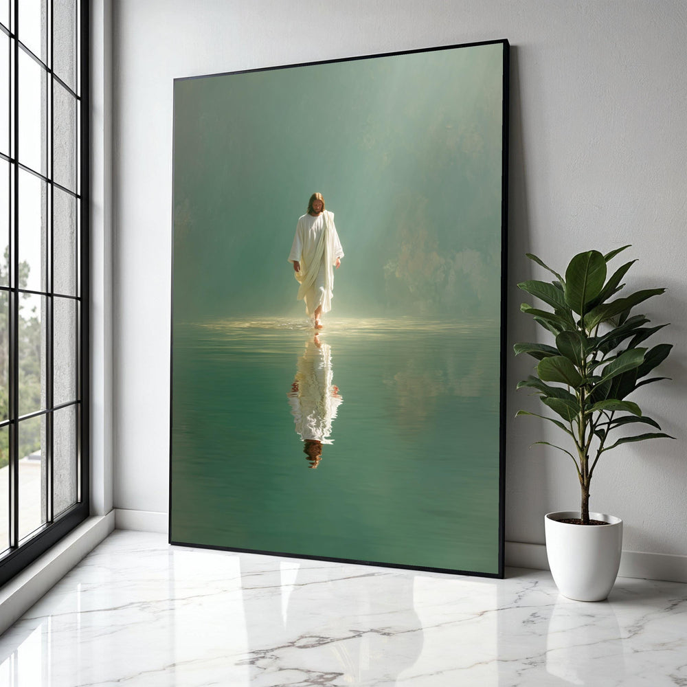 Jesus Walking on Water Canvas Wall Art, Spiritual Christian Decor, Inspirational Bible Verse Canvas, Faith and Gift Art, Home Decor, Print