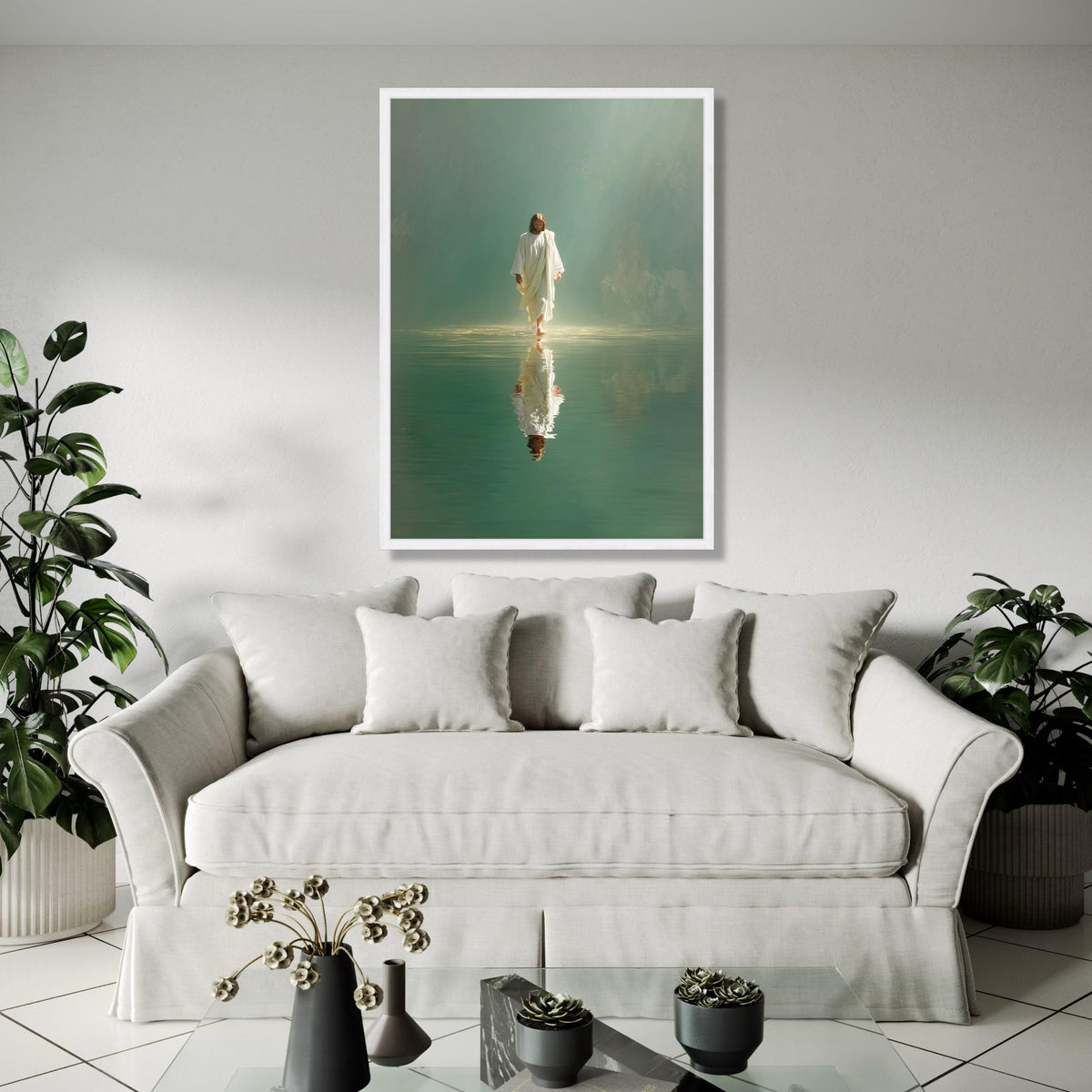 Jesus Walking on Water Canvas Wall Art, Spiritual Christian Decor, Inspirational Bible Verse Canvas, Faith and Gift Art, Home Decor, Print
