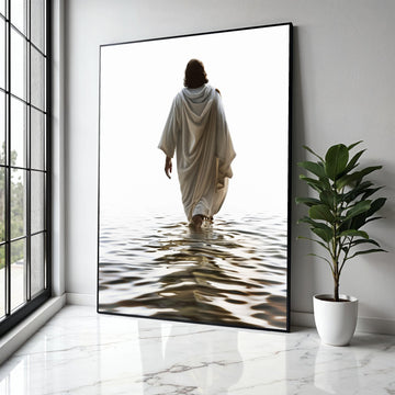 Jesus Walking on Water Canvas Wall Art, Spiritual Christian Decor, Inspirational Religious Canvas, Faith-Based Gift Art, Home Decor, Print