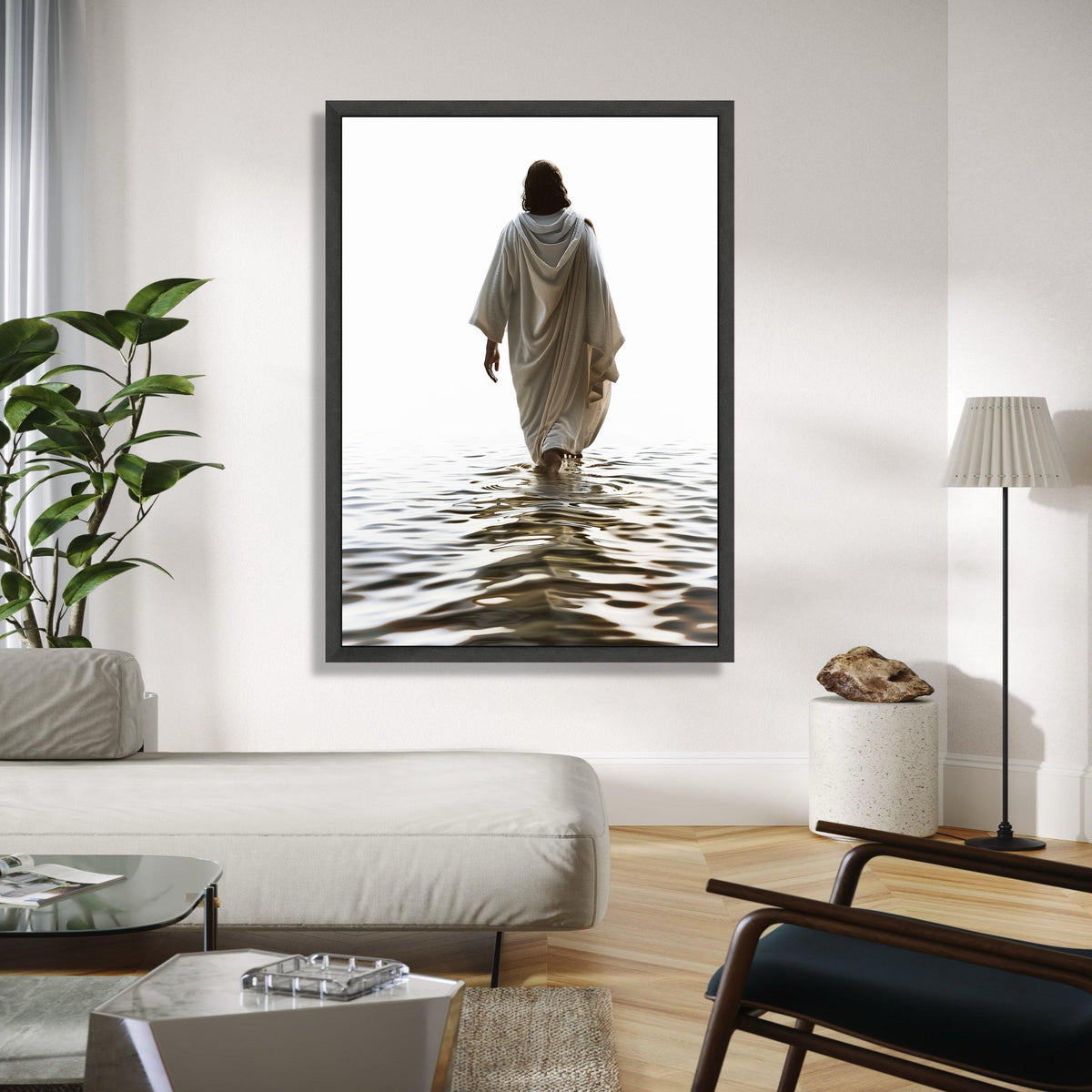Jesus Walking on Water Canvas Wall Art, Spiritual Christian Decor, Inspirational Religious Canvas, Faith-Based Gift Art, Home Decor, Print