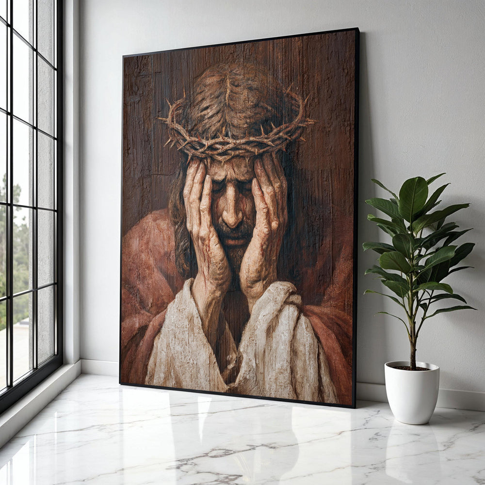 Jesus Crown of Thorns Canvas, Religious Wall Art, Christian Faith Decoration, Spiritual Canvas Painting, Gift Art, Home Decor, Print