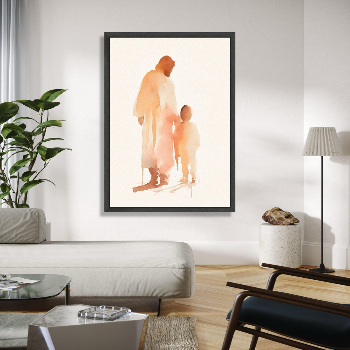 Jesus and Child Watercolor, Spiritual Canvas Wall Art, Christian Religious Painting, Faith Inspired Home Decor, Gift Art, Home Decor, Print
