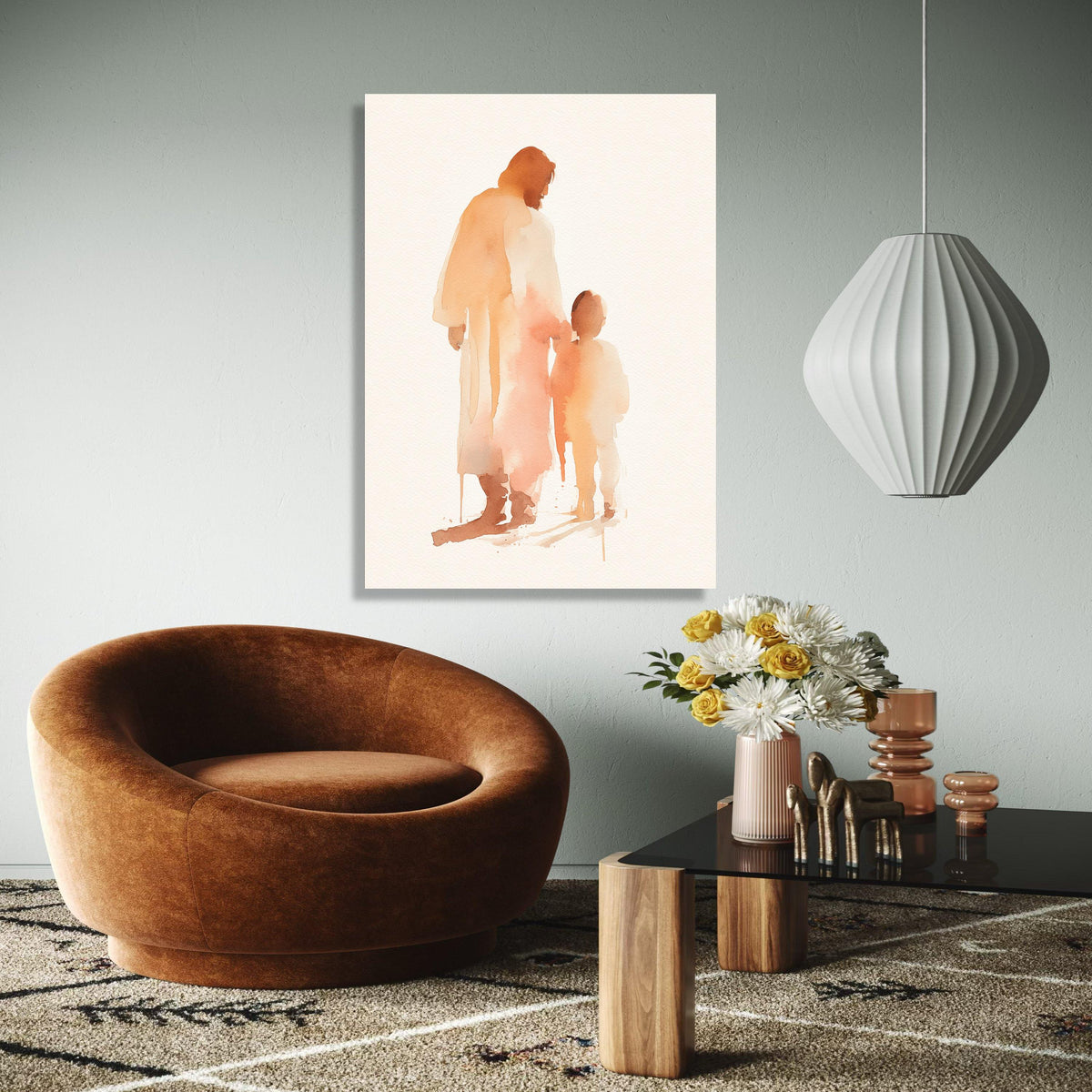 Jesus and Child Watercolor, Spiritual Canvas Wall Art, Christian Religious Painting, Faith Inspired Home Decor, Gift Art, Home Decor, Print
