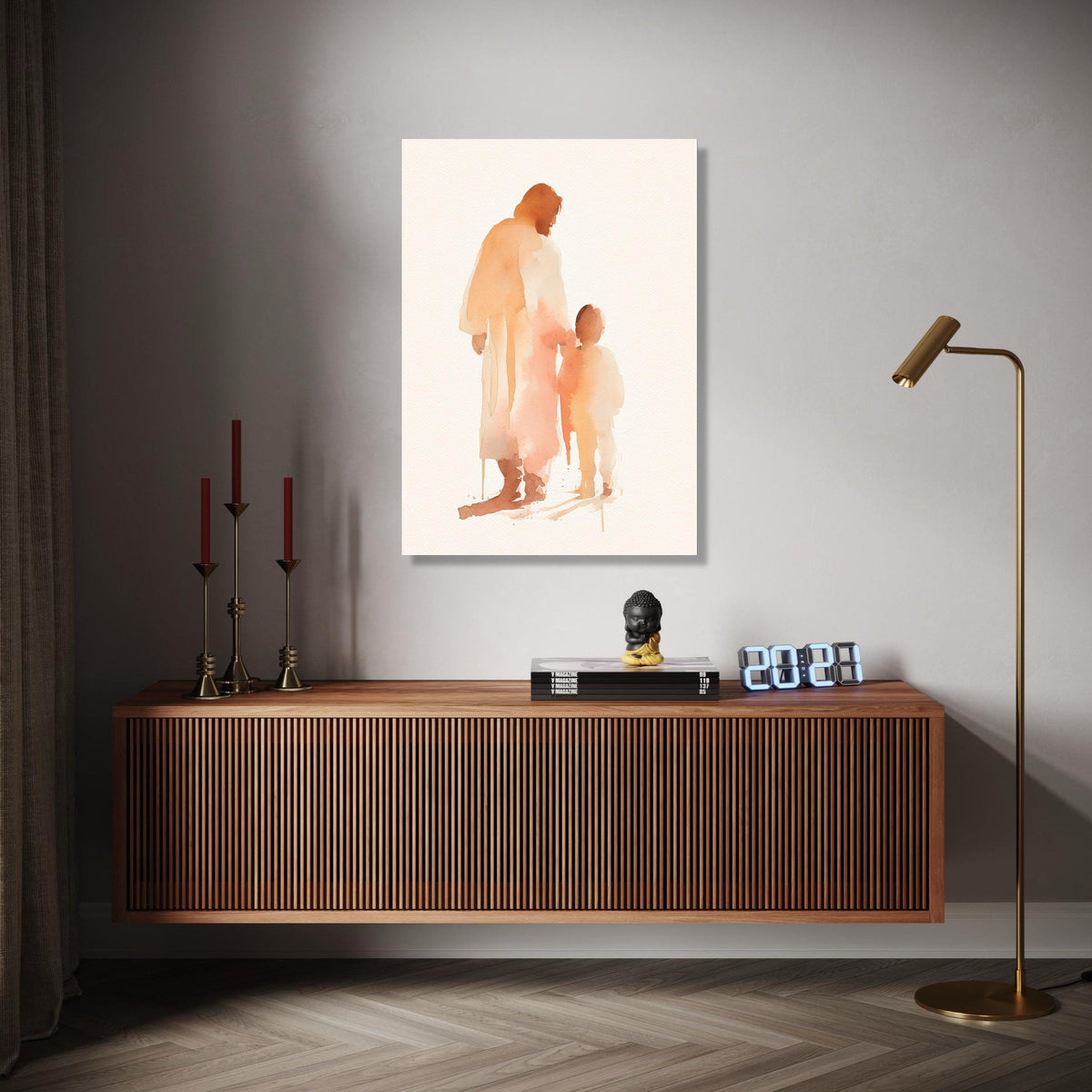Jesus and Child Watercolor, Spiritual Canvas Wall Art, Christian Religious Painting, Faith Inspired Home Decor, Gift Art, Home Decor, Print