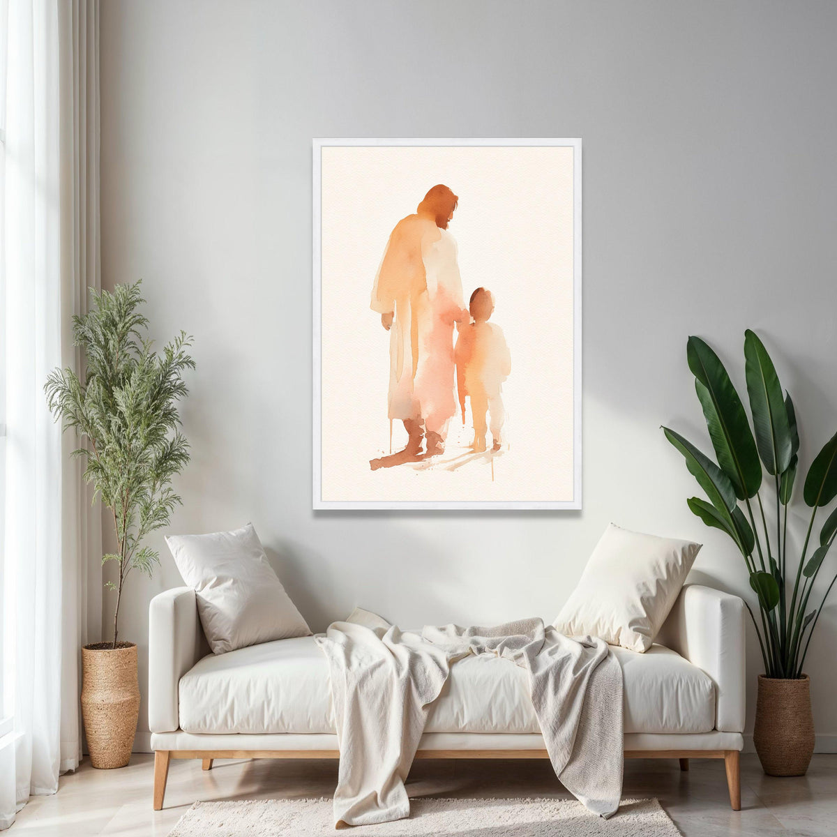 Jesus and Child Watercolor, Spiritual Canvas Wall Art, Christian Religious Painting, Faith Inspired Home Decor, Gift Art, Home Decor, Print