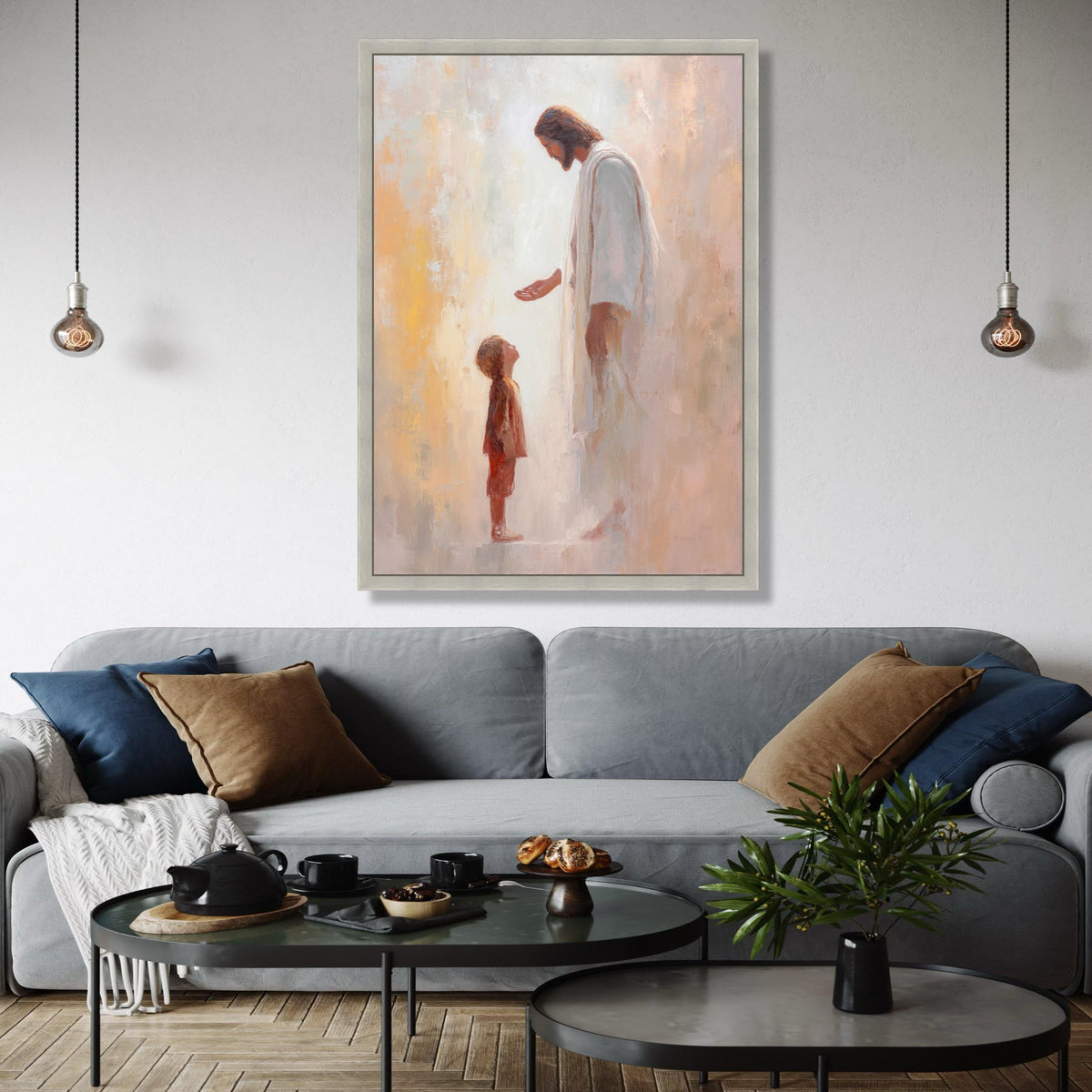 Jesus Blessing Child Canvas Art, Spiritual Christian Wall Decor, Inspirational Religious Painting, Faith and Gift Art, Home Decor, Print
