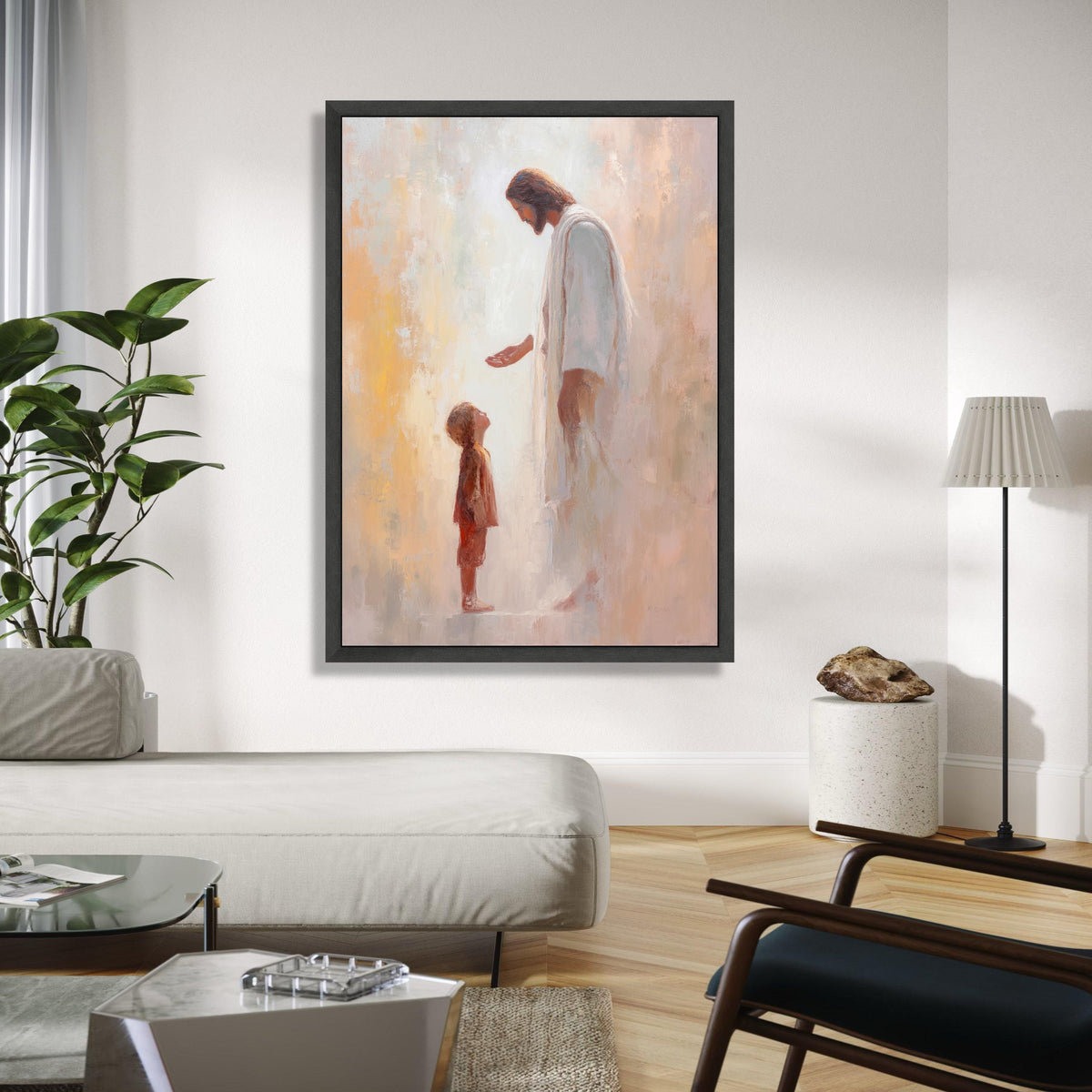 Jesus Blessing Child Canvas Art, Spiritual Christian Wall Decor, Inspirational Religious Painting, Faith and Gift Art, Home Decor, Print