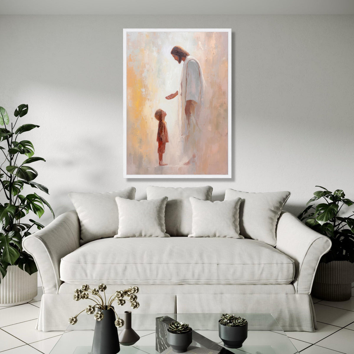 Jesus Blessing Child Canvas Art, Spiritual Christian Wall Decor, Inspirational Religious Painting, Faith and Gift Art, Home Decor, Print