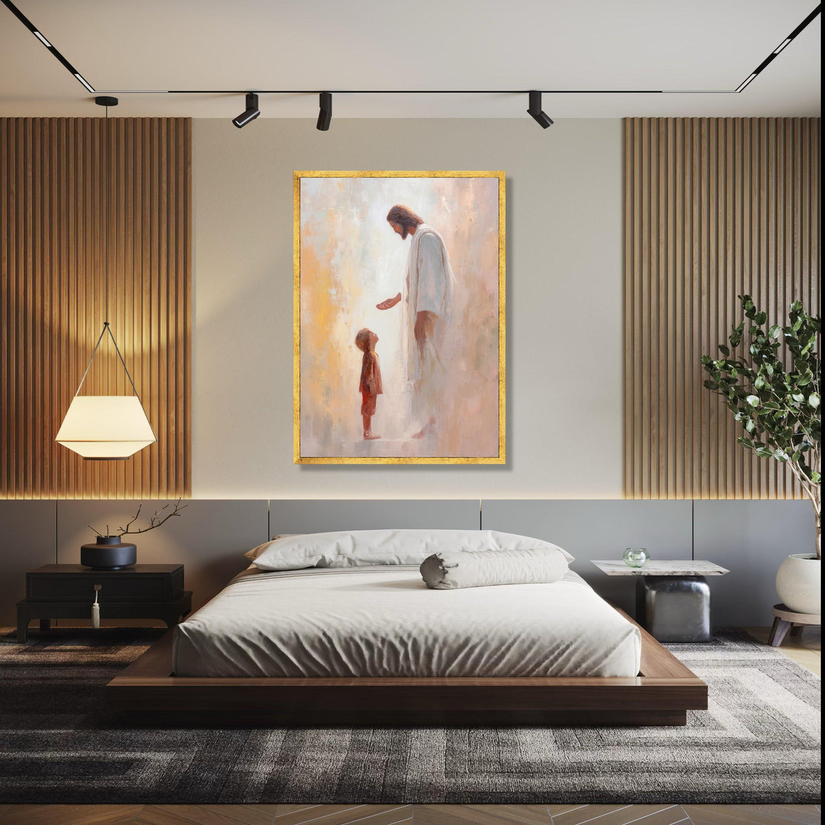 Jesus Blessing Child Canvas Art, Spiritual Christian Wall Decor, Inspirational Religious Painting, Faith and Gift Art, Home Decor, Print