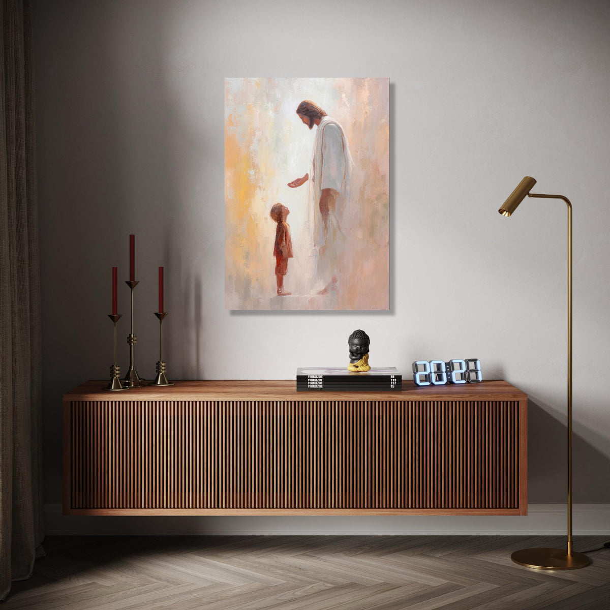 Jesus Blessing Child Canvas Art, Spiritual Christian Wall Decor, Inspirational Religious Painting, Faith and Gift Art, Home Decor, Print