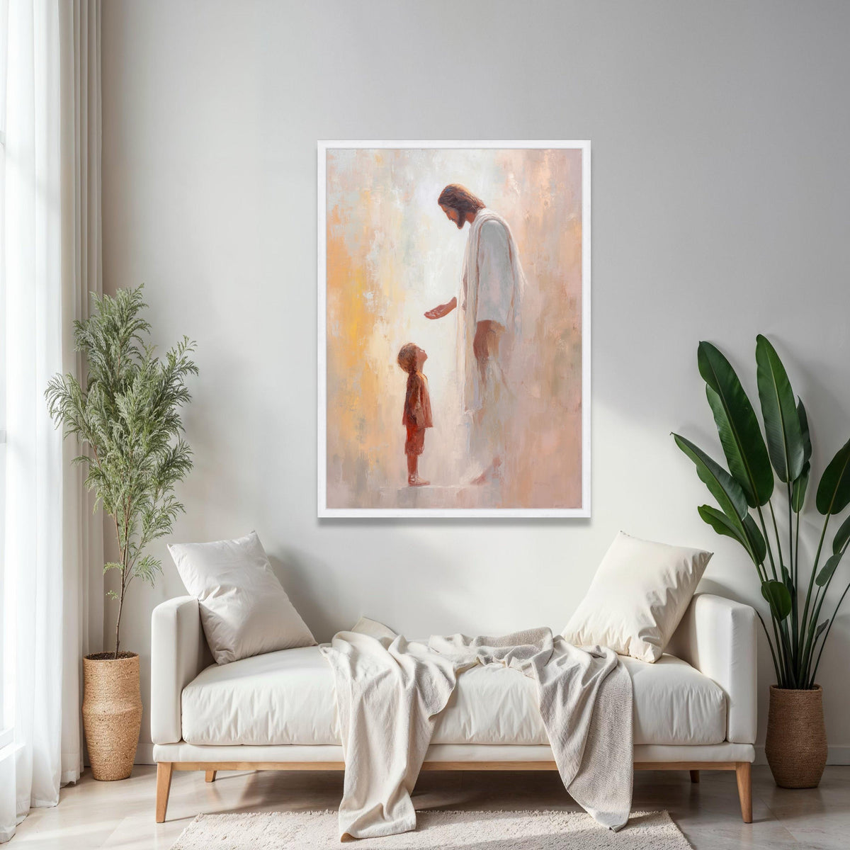 Jesus Blessing Child Canvas Art, Spiritual Christian Wall Decor, Inspirational Religious Painting, Faith and Gift Art, Home Decor, Print