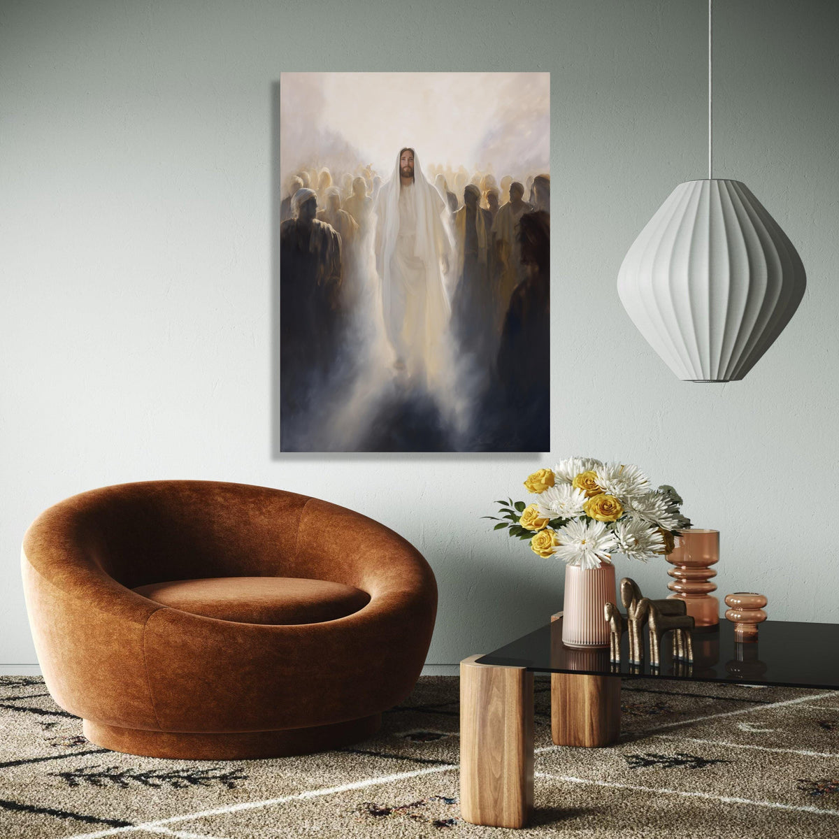 Jesus Walking Among Followers Canvas, Spiritual Religious Wall Art, Christian Faith Decoration, Inspirational Gift Art, Home Decor, Print