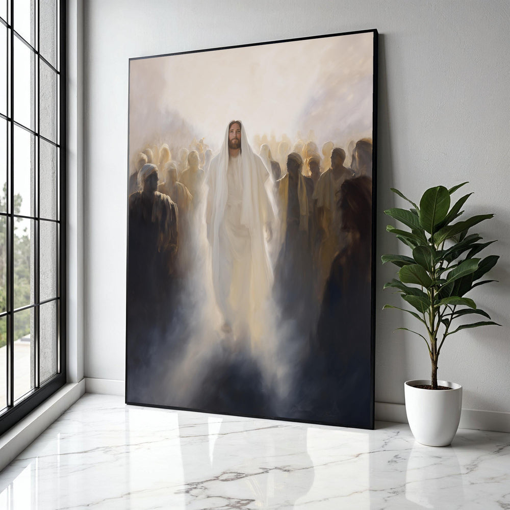 Jesus Walking Among Followers Canvas, Spiritual Religious Wall Art, Christian Faith Decoration, Inspirational Gift Art, Home Decor, Print
