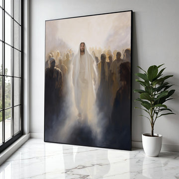 Jesus Walking Among Followers Canvas, Spiritual Religious Wall Art, Christian Faith Decoration, Inspirational Gift Art, Home Decor, Print