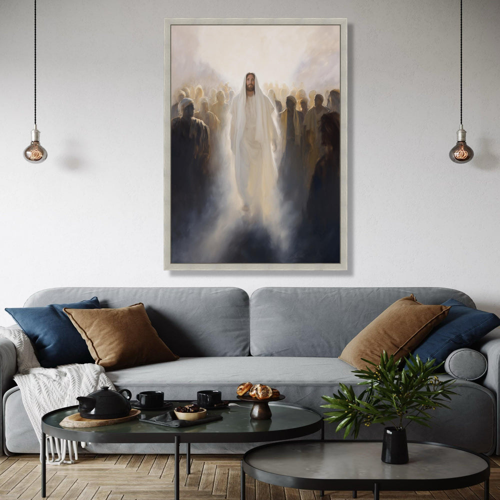 Jesus Walking Among Followers Canvas, Spiritual Religious Wall Art, Christian Faith Decoration, Inspirational Gift Art, Home Decor, Print