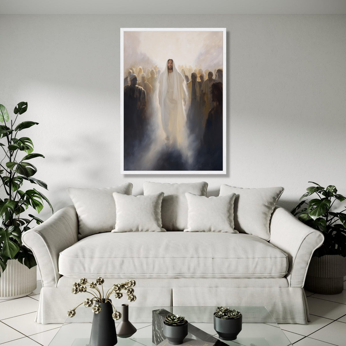 Jesus Walking Among Followers Canvas, Spiritual Religious Wall Art, Christian Faith Decoration, Inspirational Gift Art, Home Decor, Print