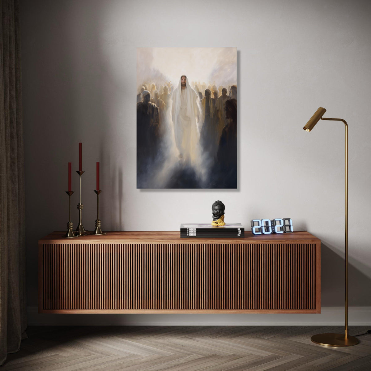 Jesus Walking Among Followers Canvas, Spiritual Religious Wall Art, Christian Faith Decoration, Inspirational Gift Art, Home Decor, Print