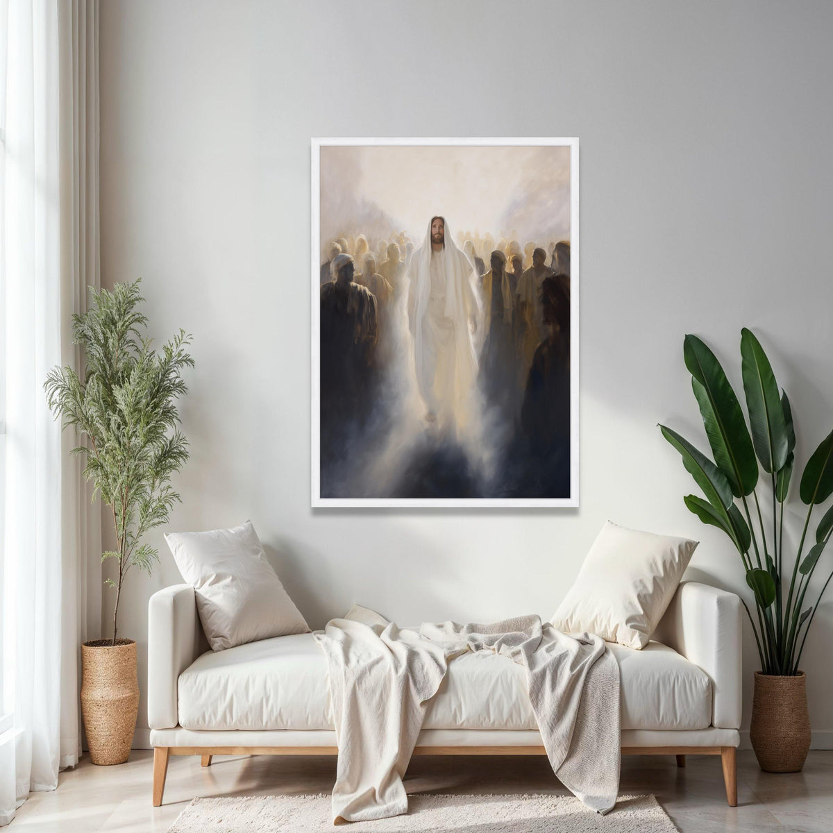 Jesus Walking Among Followers Canvas, Spiritual Religious Wall Art, Christian Faith Decoration, Inspirational Gift Art, Home Decor, Print