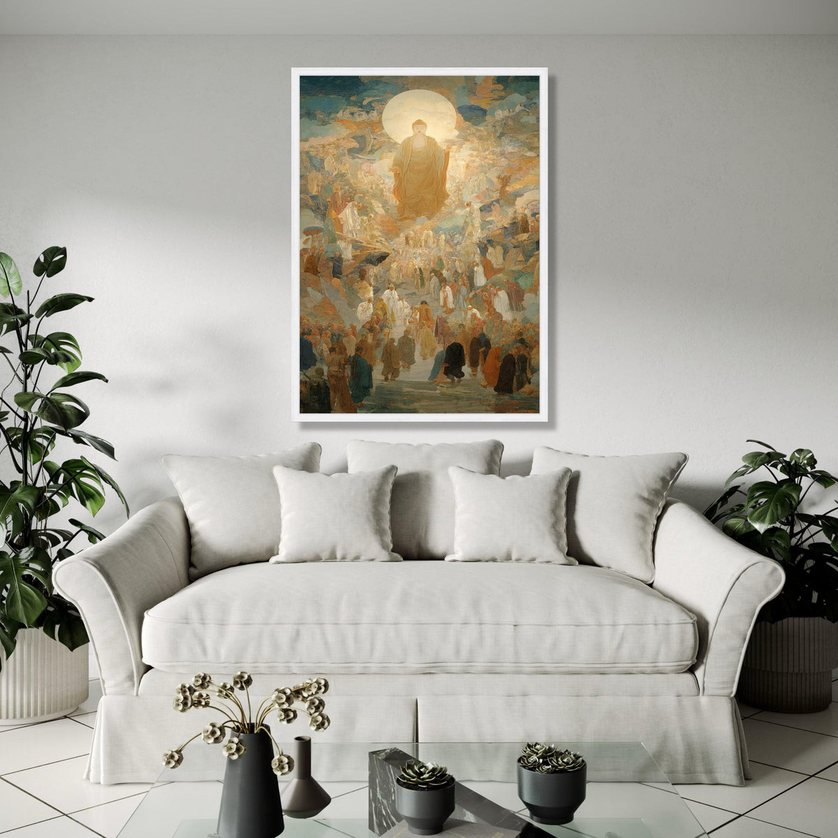 Illuminated Buddha Ascension Canvas, Spiritual Religious Wall Art, Meditation Decor, Zen Buddhist Canvas, Gift Art, Home Decor, Print