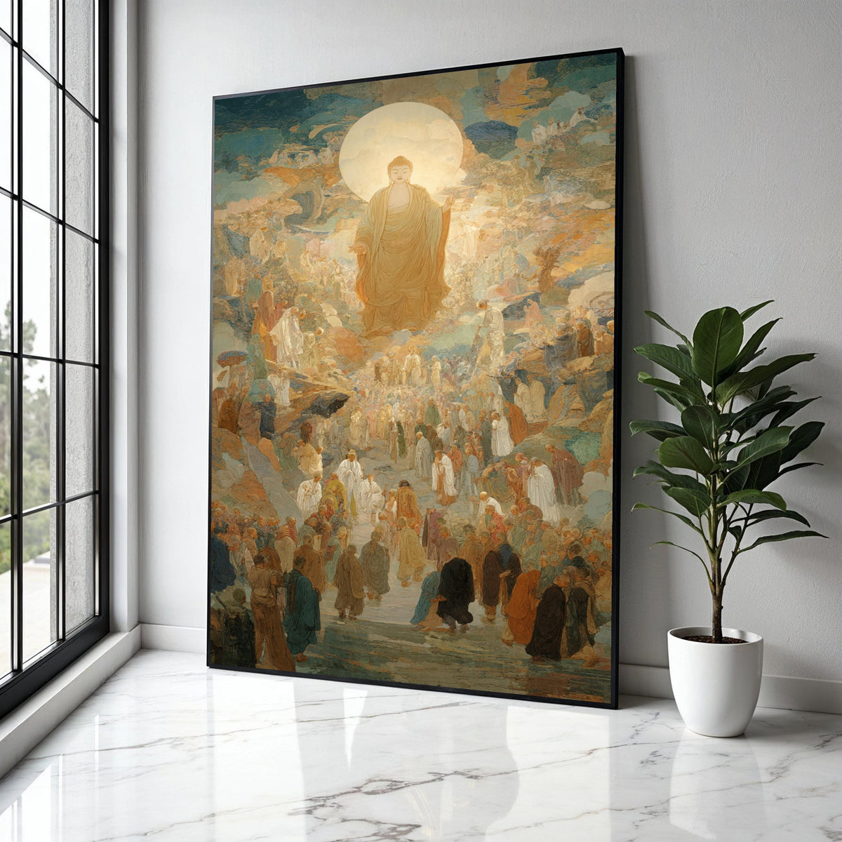 Illuminated Buddha Ascension Canvas, Spiritual Religious Wall Art, Meditation Decor, Zen Buddhist Canvas, Gift Art, Home Decor, Print
