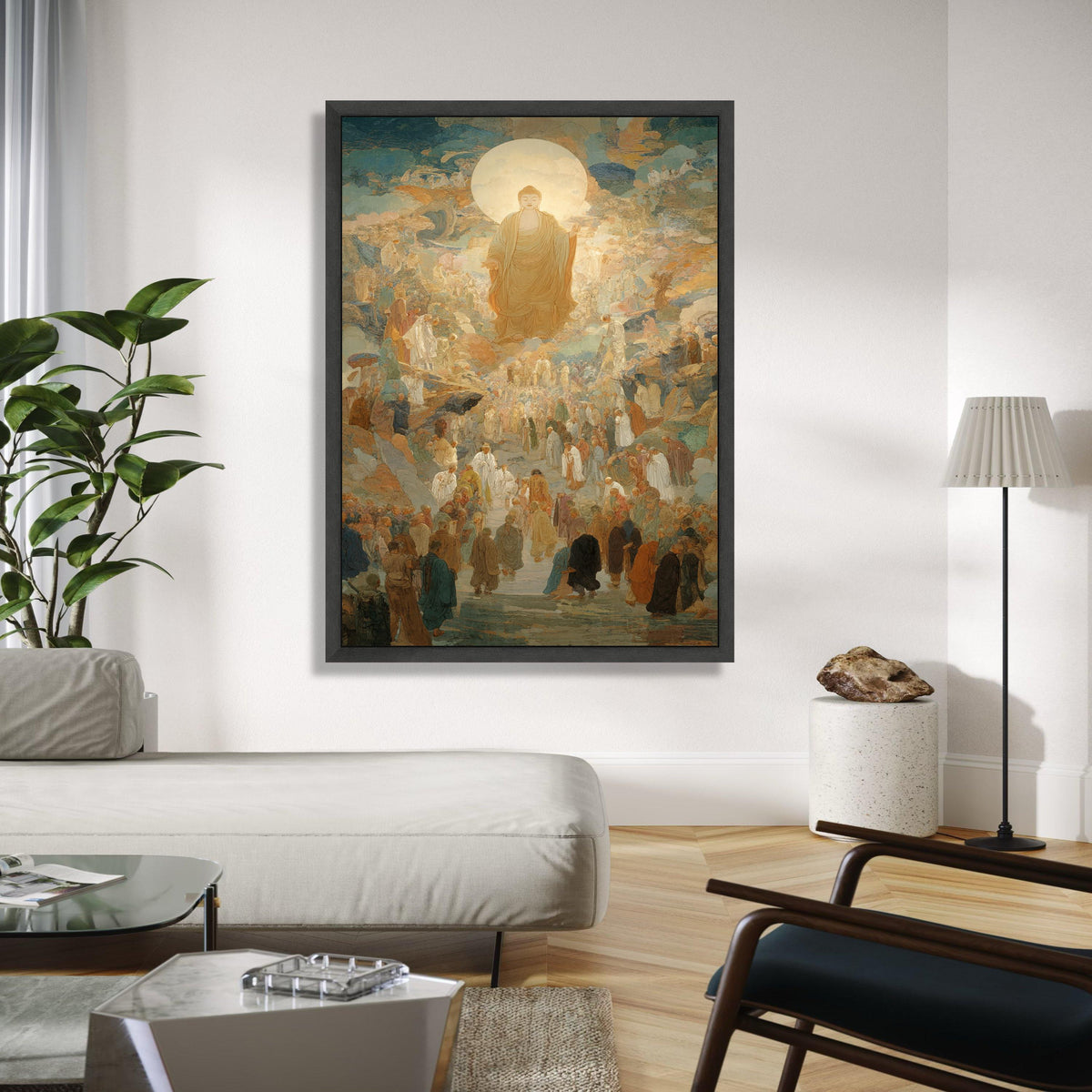 Illuminated Buddha Ascension Canvas, Spiritual Religious Wall Art, Meditation Decor, Zen Buddhist Canvas, Gift Art, Home Decor, Print