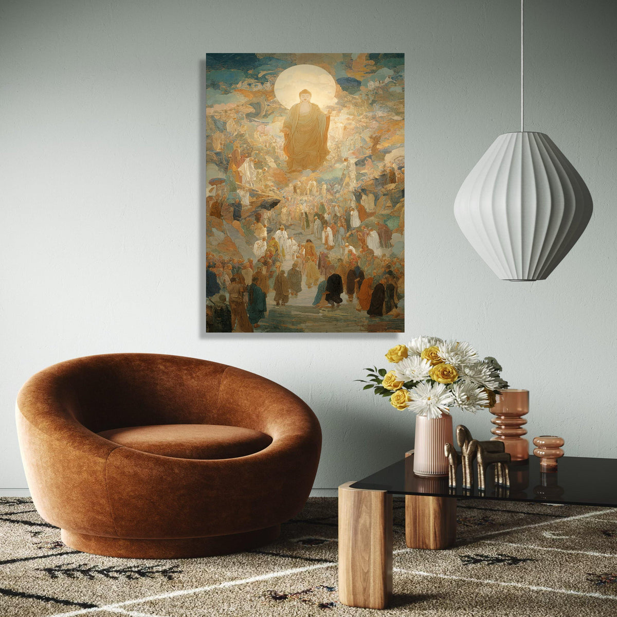 Illuminated Buddha Ascension Canvas, Spiritual Religious Wall Art, Meditation Decor, Zen Buddhist Canvas, Gift Art, Home Decor, Print