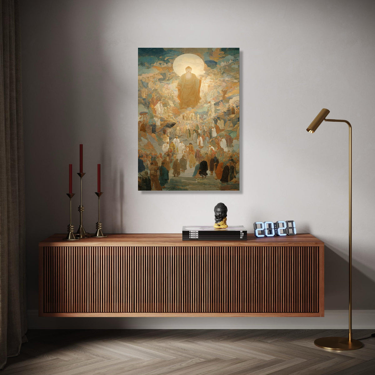 Illuminated Buddha Ascension Canvas, Spiritual Religious Wall Art, Meditation Decor, Zen Buddhist Canvas, Gift Art, Home Decor, Print