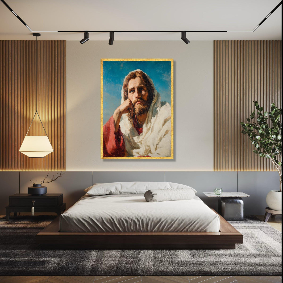 Thoughtful Jesus Portrait Canvas, Religious Wall Art, Inspirational Christian Canvas, Spiritual Home Decor, Gift Art, Home Decor, Print