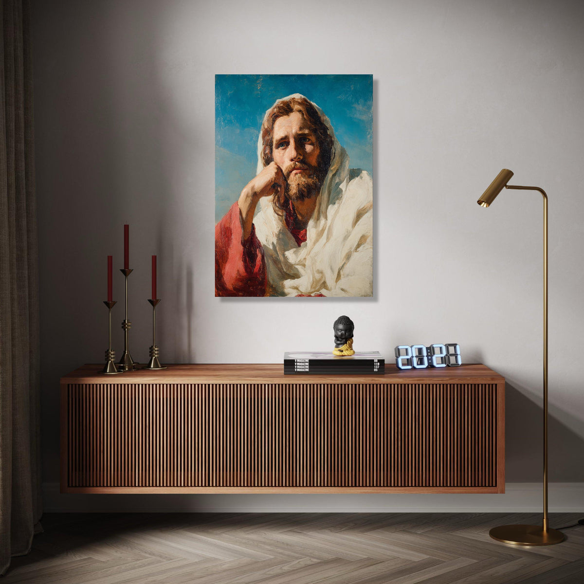 Thoughtful Jesus Portrait Canvas, Religious Wall Art, Inspirational Christian Canvas, Spiritual Home Decor, Gift Art, Home Decor, Print