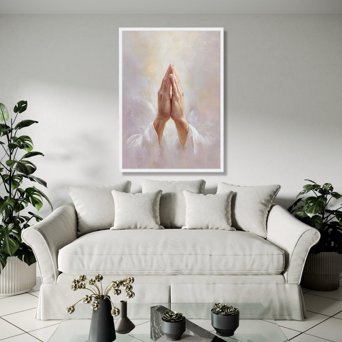 Praying Hands Canvas Art, Jesus Prayer Wall Decor, Spiritual Religious Canvas, Christian Home Decoration, Faith Gift Art, Home Decor, Print