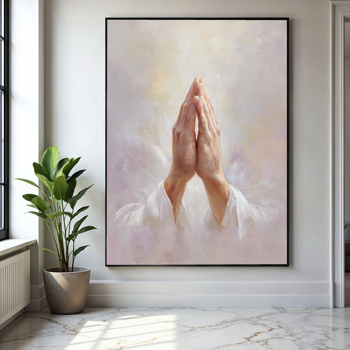 Praying Hands Canvas Art, Jesus Prayer Wall Decor, Spiritual Religious Canvas, Christian Home Decoration, Faith Gift Art, Home Decor, Print